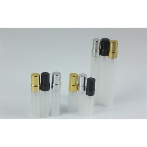 50pcs/lot 3ml 5ml 10ml Frosting Thin Spray Bottle Sample Glass Vials Portable Mini Glass Vials Parfum Bottles Wholesale