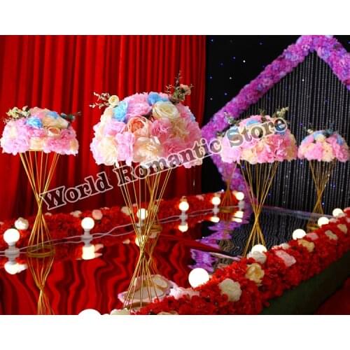 60cm Tall Gold Flower Stand Wedding Flower Vase Aisle Road Leads Wedding Decoration