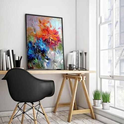 Modern Style Abstract Colorful Flowers Canvas Painting Wall Art Nordic Posters and Prints Wall Pictures for Living Room Decor