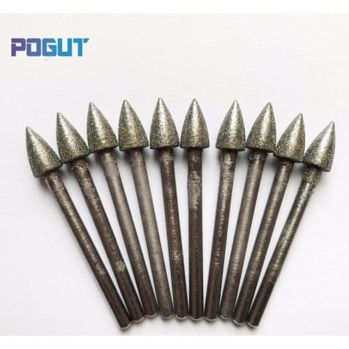 Diamond Bullet Shape Taper DREMEL 3mm Shank Rotary Tool Drill Bit for grinding jade, stone, marble glass