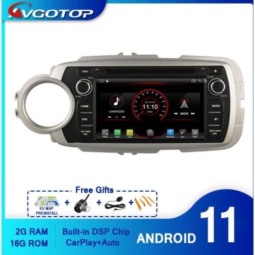 AVGOTOP Android 10 WINCE Bluetooth GPS Car Radio DVD Player For TOYOTA YARIS 2012 2G 16G MP3 MP4 Vehicle Multimedia