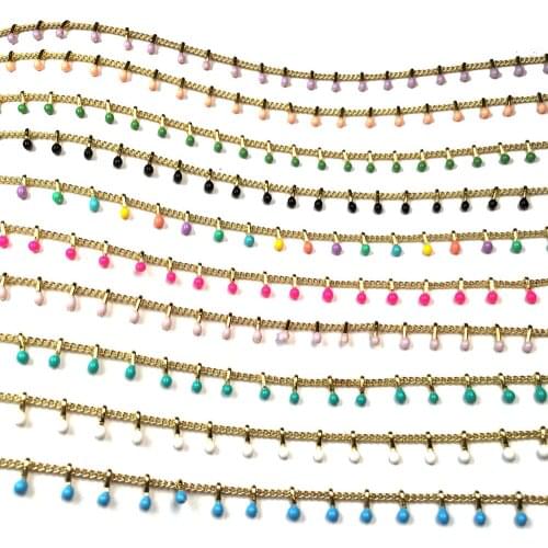 Handmade Gold Wire Wrapped Rosary Chain stone Beads Chains Making DIY for Necklaces Bracelets Anklet Jewelry Findings 1 Meter