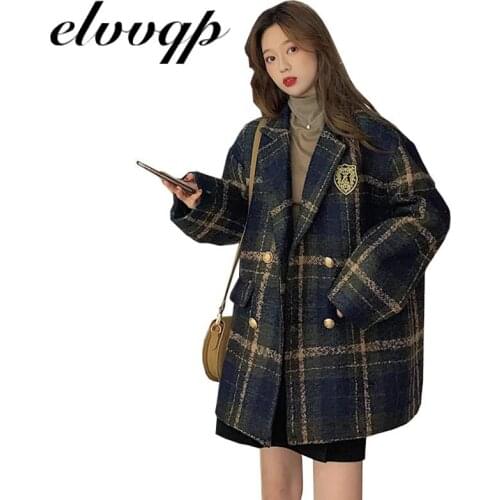 Elvvqp Women's Tweed Coats