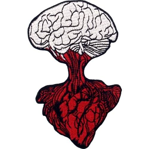 Embird Embroidered Patches For Jackets Heart And Brain Ceo-Friendly Handmade 3D Sew on Applique Badges