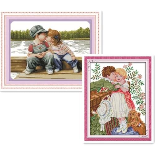 Joy Sunday Innocence Chinese Cross Stitch Kits Ecological Cotton Clear Stamped Printed 14CT 11CT DIY Wedding Decoration For Home