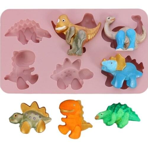 Creative 3D Dinosaur Silicone Mold 6 Holes Different Shapes Animal Dinosaur Cake Decoration Accessories Kitchen Baking Mould