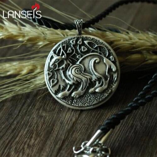 Lanseis dropshipping 1pcs CH-834-C celt symbol viking LYNX animal pendant men necklace Double sided Eurasian women jewelry