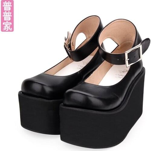 Princess sweet lolita shoes Originally large-headed leather shoes with high heel and thick sole custom muffin shoes pu8509