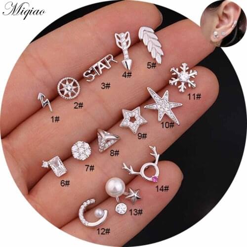 Miqiao 2pcs Simple New Product Niche Leaf Antler Earrings Exquisite Piercing Jewelry
