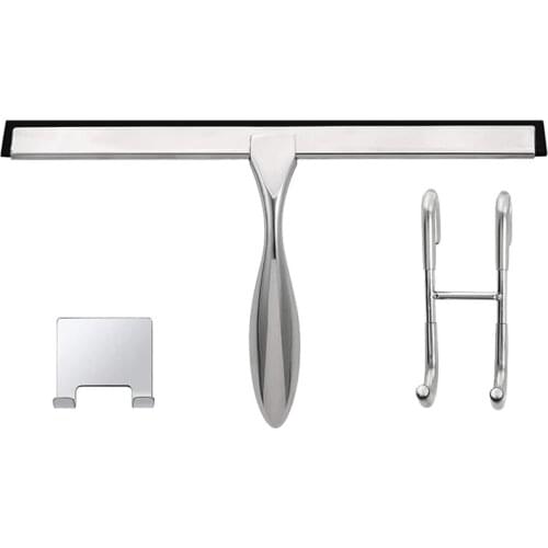 12-Inch Shower Squeegee Set, Includes Shower Door Hook and Adhesive Hook, Squeegee for Shower Glass Door