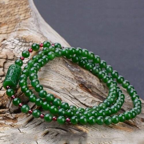 Natural A green jade bracelet bangle jadite jade beads lotus bracelets for women amber jade jewelry 6mm necklace