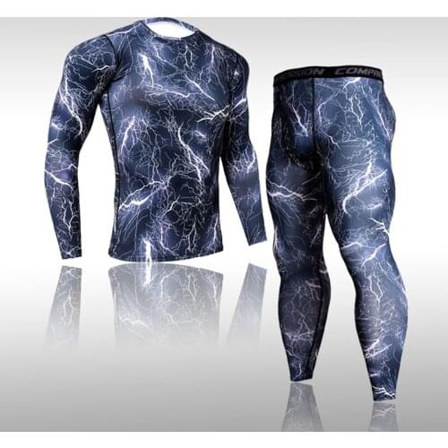 Top New Men Quality Tight Tracksuit Keep Warm Men Quick Drying Underwear Running Set Mens Warm Clothing Fitness Sports Set