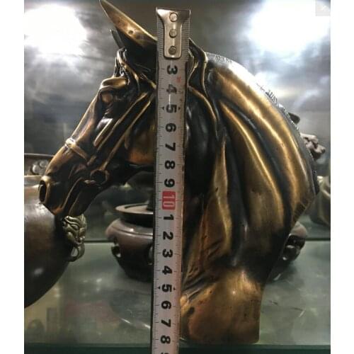 ++ about 8" Chinese Bronze Classical Art Year Zodiac Bust Horse Head Statue Sculpture