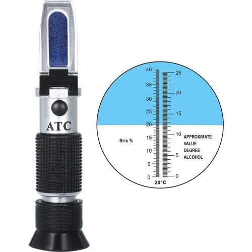 Handheld Alcohol Meter Portable Grape Brix ATC Refractometer Densimeter Optical Beverages Sugar Concentration Tester