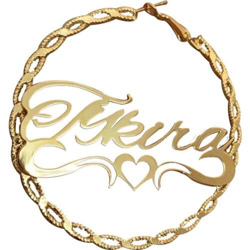 AurolaCo Custom Name Hoop Earrings Stainless Steel Customize Name Earrings Big Hoop Name Earrings For Women Gifts