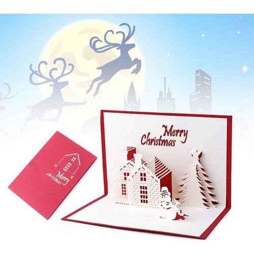 Nice Christmas Cards 3D Pop Up Merry Christmas Series Santas Handmade Custom Greeting Cards Christmas Gifts Souvenirs Postcards