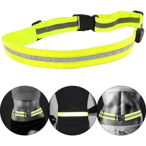 USB Reflective Belt LED Glowing Waist Belt Night Running Cycling Riding Jogging Outdoor Sports Safe Reflective Waist Belt Band