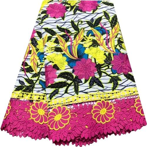 Ankara Prints Wax Tissu With Guipure Lace Fabrics 2021 Cotton African Wax Lace For Party Sewing Wax Ankara 6 yards