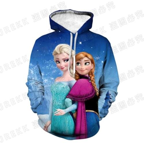Disney Cartoon Anime Sweatshirts Men Women Children Frozen Hoodies 3D Printed Pullover Boy Girl Kids Cool Streetwear Coat