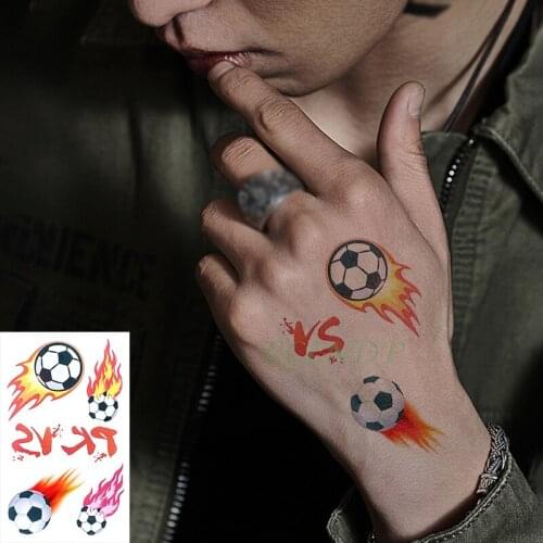 Waterproof Temporary Tattoo Stickers Color Fire Football Fake Tatto Flash Tatoo Tatouage Body Art Foot Arm for Girl Women Kids