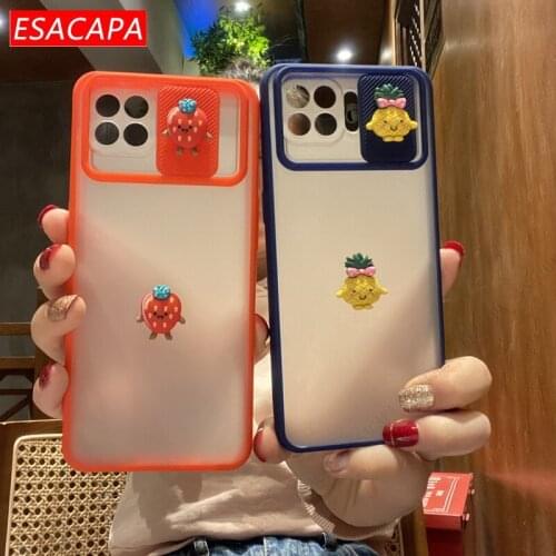 3D Cute Fruit Phone Case For OPPO F17 Pro Slide Camera Lens Protection Silicon Matte Cover For Oppo Reno 4F 4 Lite 5Pro A93 4G