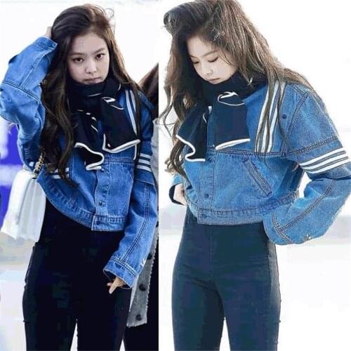 KPOP TWICE EXO IU Seo Yea Ji Streetwear casual Denim jacket women autumn new fashion wild Long Sleeve Denim Coat Retro Outerwear