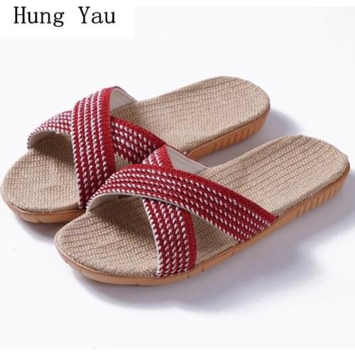 Women Sandals Slippers Shoes Flips Flops Summer Style Indoor Non-slip Female Fashion Platform Slides Ladies Hemp Flat Breathable