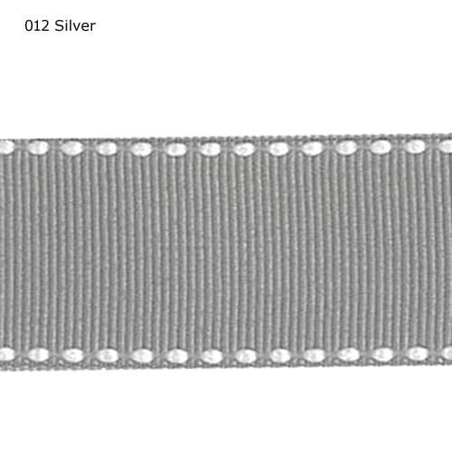 1" inch 25mm White stitched ribbons Silver grosgrain ribbons