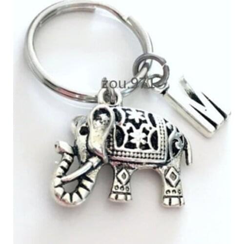 1pcs Zoo Key chain Indian Animal Gift Circus Keyring Ornate Filigree Jewelry Initial