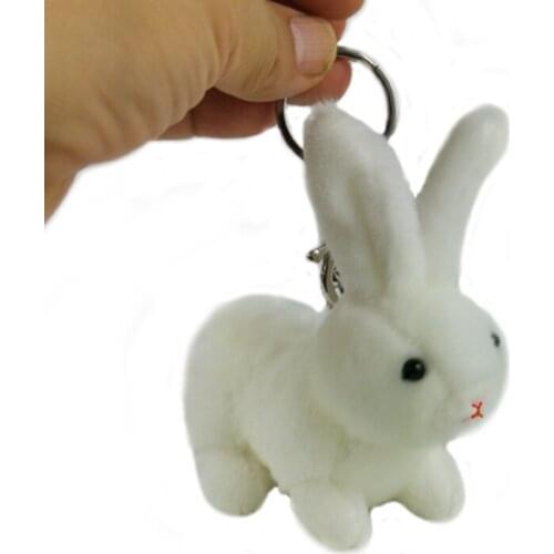 10PCS 10.5cm Simulation Rabbit Bag Decoration Plush Mini Pendant Keychain Doll Ring Soft Toy
