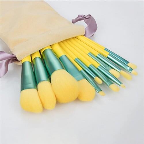 12Pcs Makeup Brushes Set With Bag Cosmetic Powder Eye Shadow Foundation Blush Blending Beauty Yellow Make Up Brush Tool