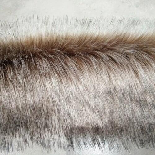 180CM*10CM Long Pile 6cm Small Piece Imitation Brown Dyed Tip Fox Fur Plush Faux Fur Fabric DIY Coat Collar Vest Pillow Toy