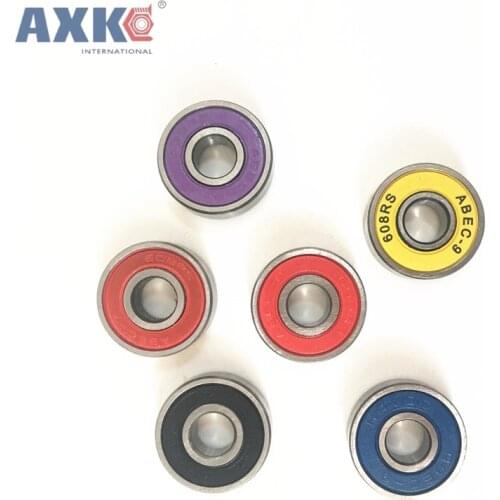 AXK Deep Groove Ball Bearing 608-2rs 608zz 608 2rs Abec-7 aBEC-9 8x22x7mm Red Double Rubber Sealing Cover Ball Bearing