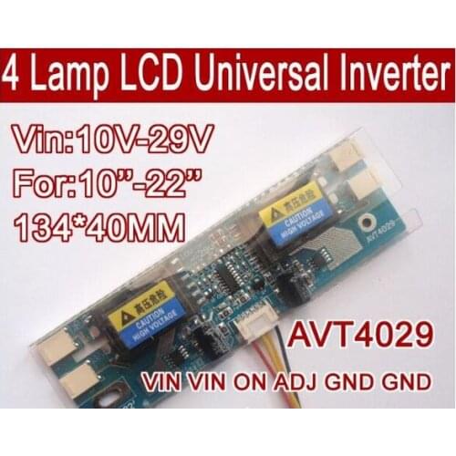 Free shipping 5pcs AVT4029 PC LCD MONITOR CCFL 4 LAMP universal lcd inverter board,4 Lamp 10V-29V For 10-22" screen