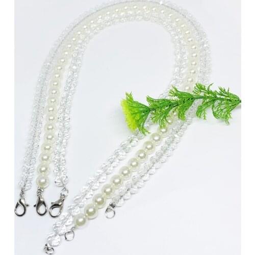 1pcs 41cm Long Pearl and Crystal Glass Chain for DIY Rearview Mirror Decoration Handbag Shoulder Bag Purse Hardware Accessories