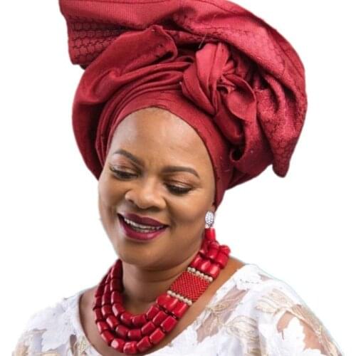 DUDO Store Red Coral Beads Necklace 3 Layers African Bridal Jewelry Set With Earrings and Bracelet Fashion Jewellery Traditional