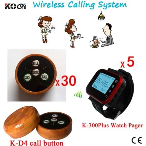 Electronic Watch Pager System 5 Wrist Receiver And 30 Table Buzzer For Guest Use