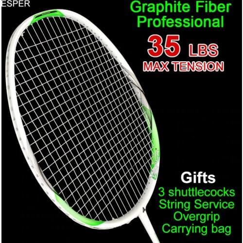 Esper Super Light Carbon Fiber Badminton Racket High Quality 4U Graphite Raquete Up 35LBS With String For Adult professional