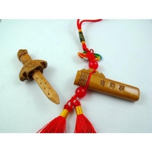 Exorcise evil spirits Peach wood Amulet Sword Pendant(Car Adornment)