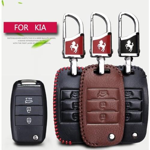 Leather Car Key Case Cover For Kia Sportage 3 4 Ceed JD Rio 3 4 5 X Line Picanto Cerato Stinger Sorento Soul K5 Optima Key Chain