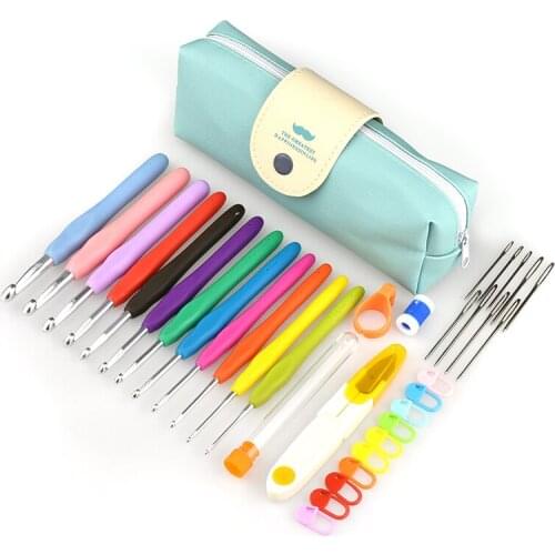Crochet Hook Set Knitting Needles Hook Crochet Hook Knitting Crochet Knitting Needles Rubber Handle 2.0-8.0mm Sewing Accessories