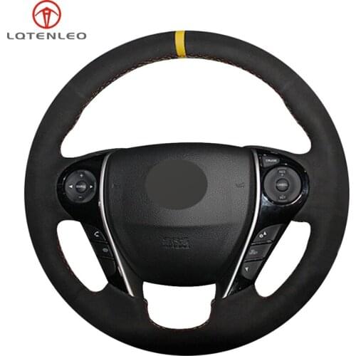 LQTENLEO Black Suede Leather Car Steering Wheel Cover For Honda Accord 9 2013-2017 Crosstour 2013-2015 Odyssey 2013-2015