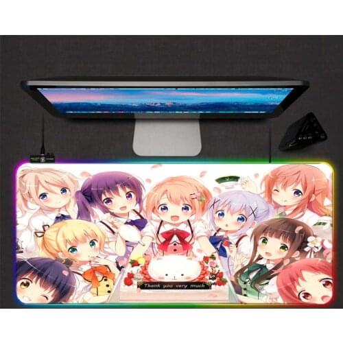 Mairuige Animated Mousepad A Group of Cute Girls RGB Mouse Pad LED Color Backlight Gaming Accessories Computer Notebook Desk Mat