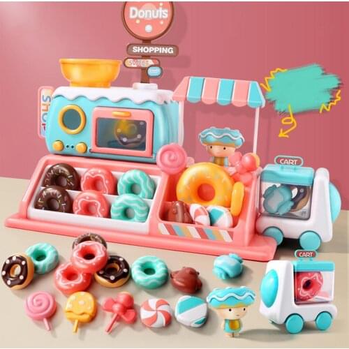 Kids Microwave Doughnut Toy Set Pretend Play Electronic Oven & Play Food Ice Cream Music Voice Function Childrens Toys For Girl