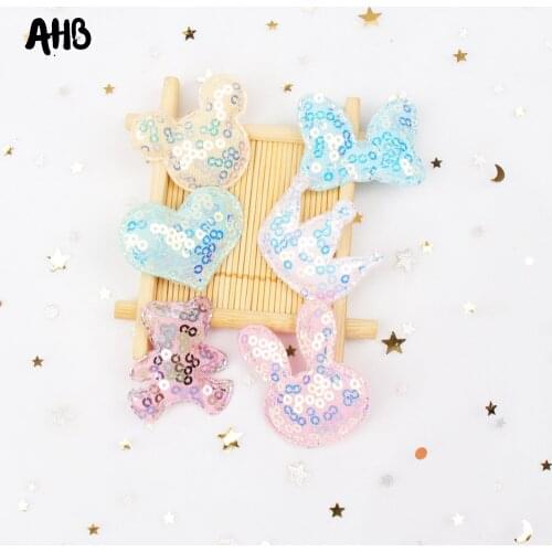 AHB Candy Sequin Patches Cartoon Rabbit Applique for DIY Kids Hair Clips Garment Decor Filling-cotton Sequin Accessories