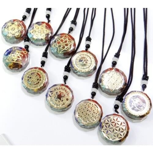 Natural lapis aventurine Stone Retro Colorful Chips Chakra Orgone Energy beads Pendulum Amulet Reiki Healing Pendant Necklace1pc