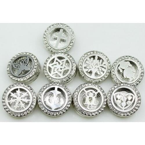 New 10pcs Aromatherapy Button Locket Magnetic Stainless Steel Essential Oil Diffuser Snap Button Fit 18MM Snap Bracelet Jewelry