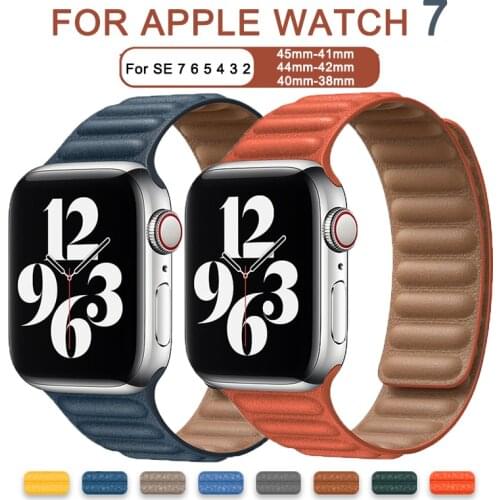 Original Leather Link Loop for Apple Watch 6 Se Strap 42mm 44mm for IWatch 5 4 3 Bracelet Magnetic 38mm 40mm Replacement Belt