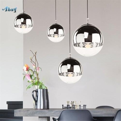 Nordic led Glass ball Pendant Light modern Living Room decoration kitchen dining room hanging lamp Luxury silver light fixtures