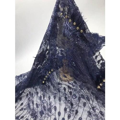 Embroidered sequin fabric high quality cord african J-92888 lace fabric for sewing dress